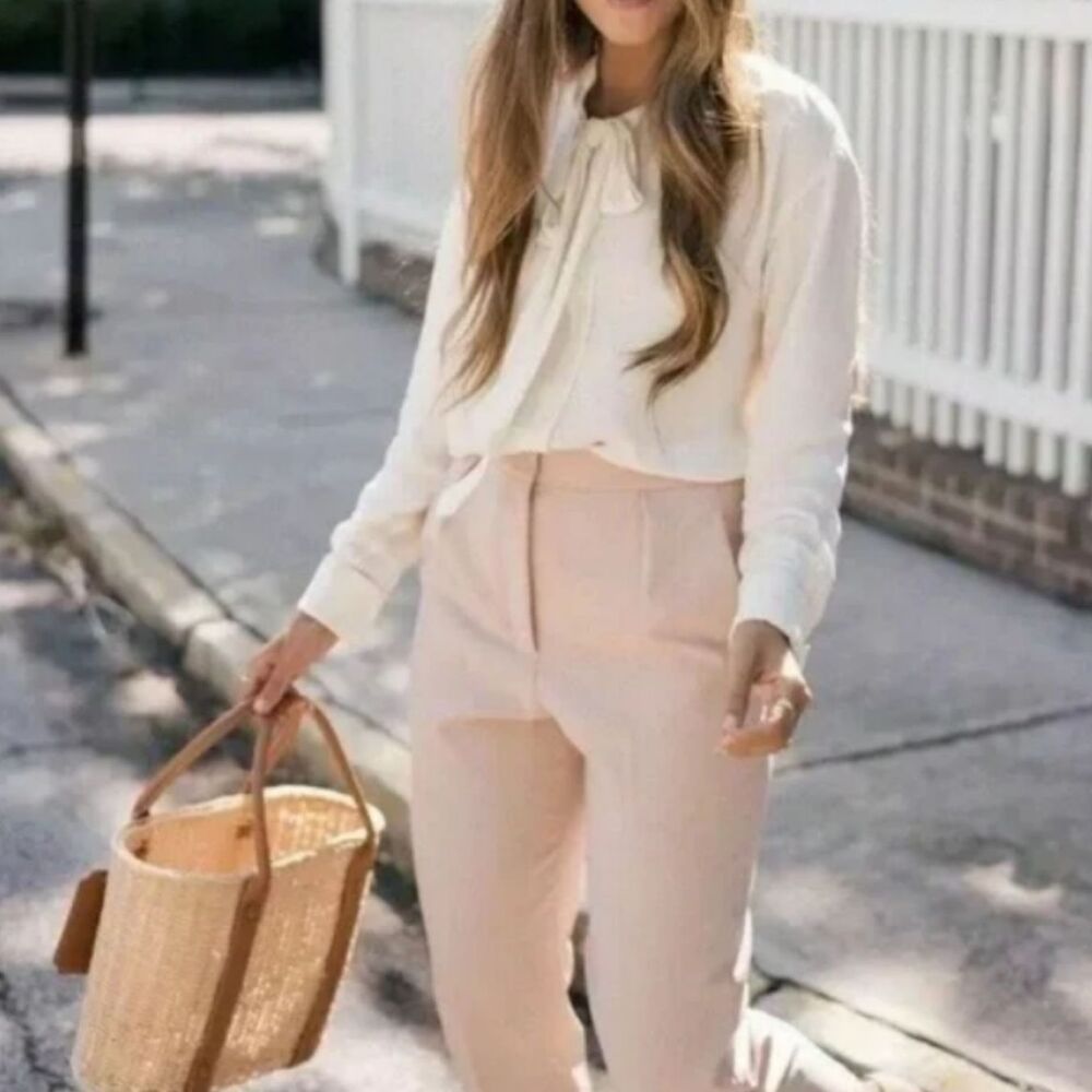 Theory Petal Pink High Waisted City Pants Ankle Sophisticated Chic Trousers Sz 2